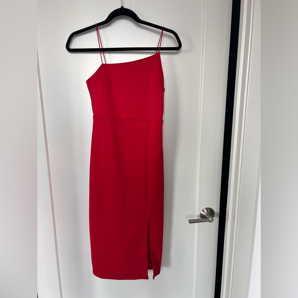 LYANER Women's Spaghetti Straps Split Hem Sleeveless Zipper Bodycon Midi dress